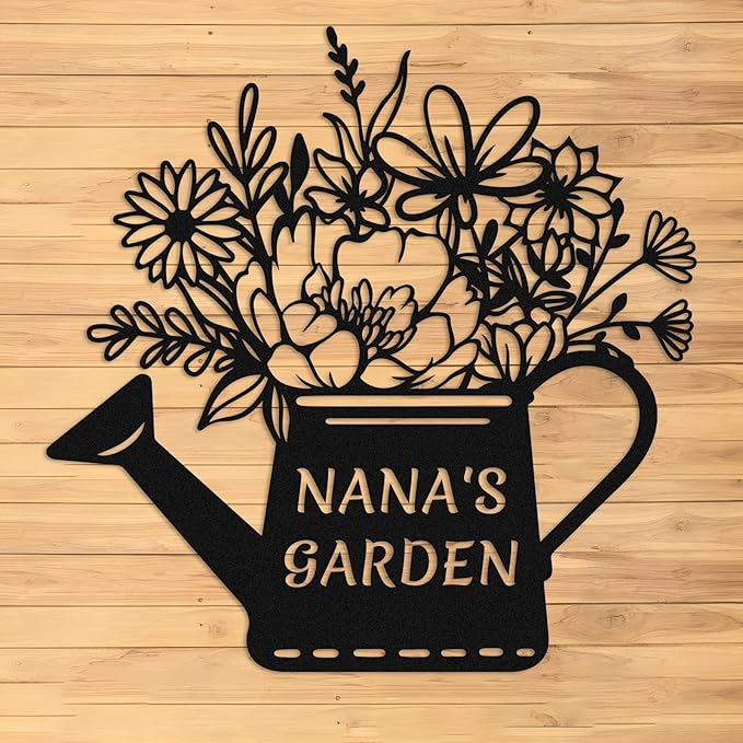 Personalized Metal Flower Garden Sign,Garden Kettle Metal Wall Art,Outdoor Patio Yard Decor,Gifts for Gardeners style 15
