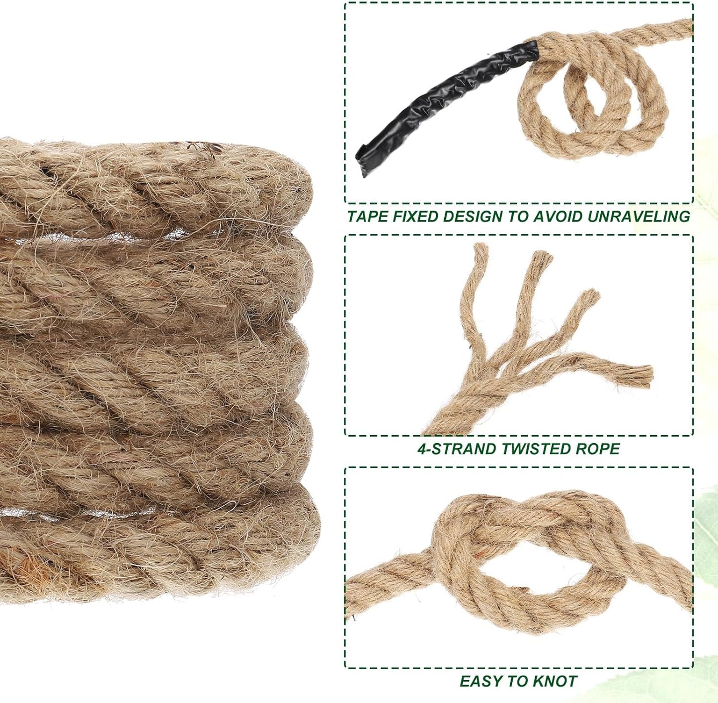 PATIKIL 1/2" x 25 ft Twisted Manila Rope Jute Ropes Natural Thick Jute Twine Burlap for Docks Railings Bundling Craft Tug of War Decorating
