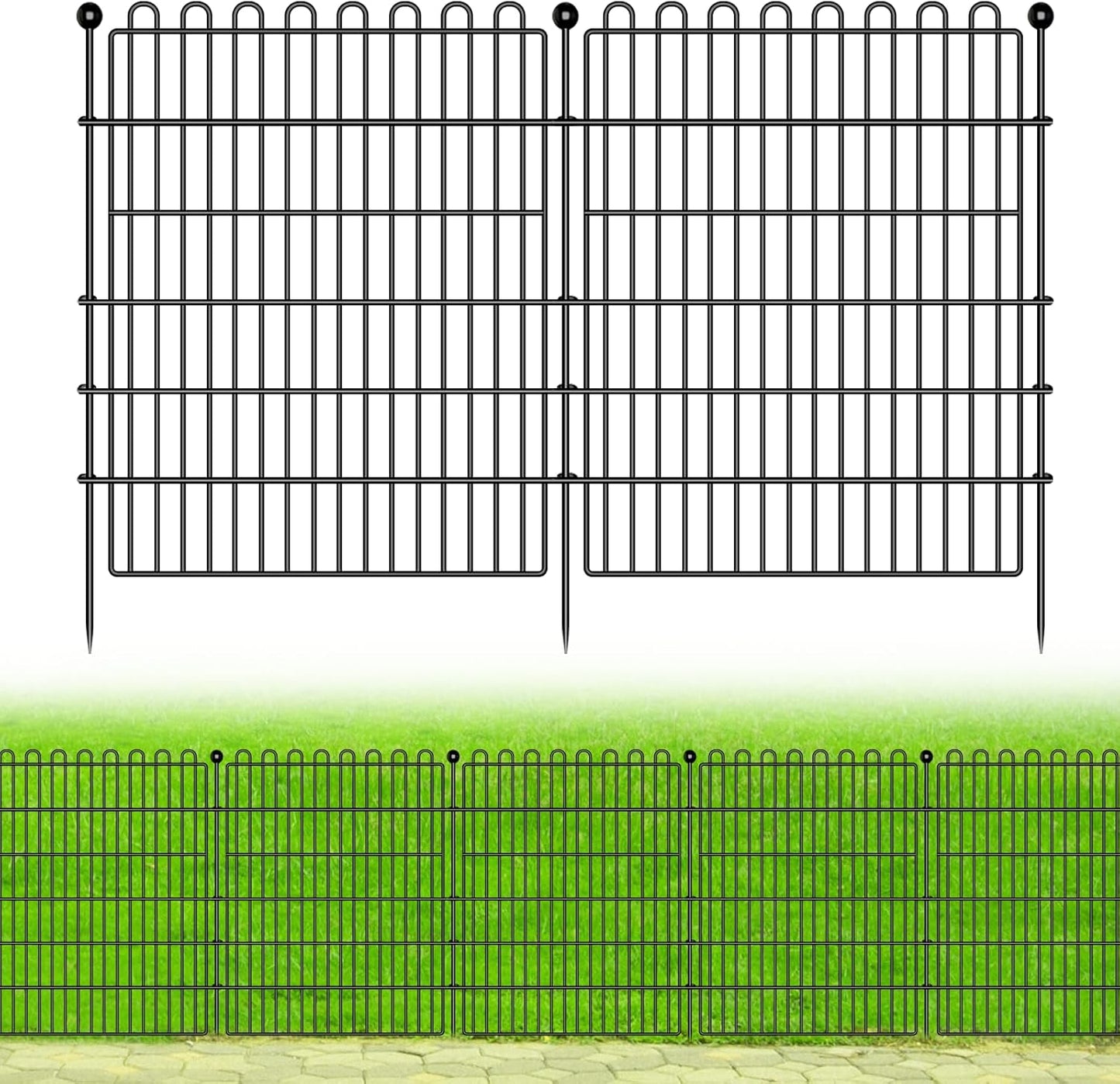 15 Panels No Dig Decorative Garden Fence for Yard, 32 in(H) X 35.4 ft(L) Animal Barrier Fencing for Outdoor Dog, Metal Portable Garden Fences for Borders, Pets, Landscape, Temporary Fence