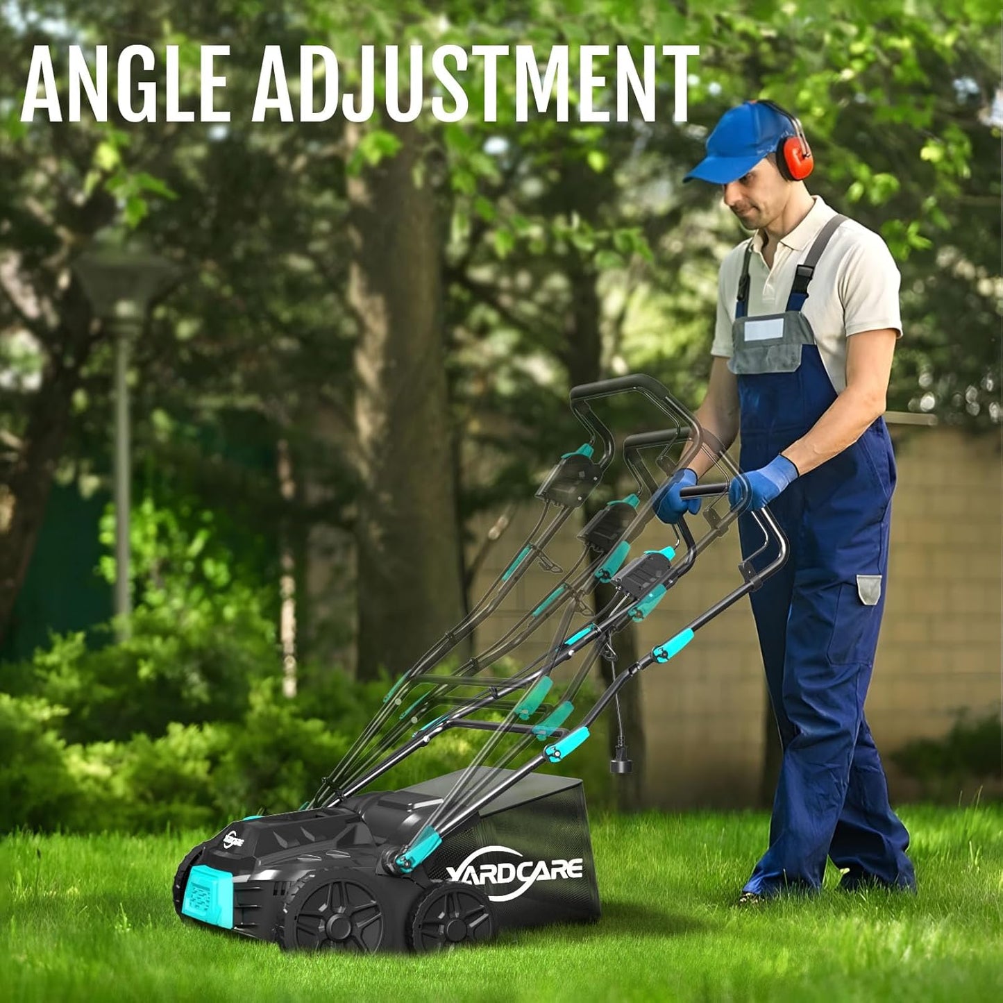 16‑Inch 15Amp 2‑in‑1 Electric Dethatcher & Scarifier with 5‑Position Depth Adjustment, 12 Gallon Removable Grass Collection Bag, Foldable Design, Lawn Thatcher for Yard Lawn Garden Care