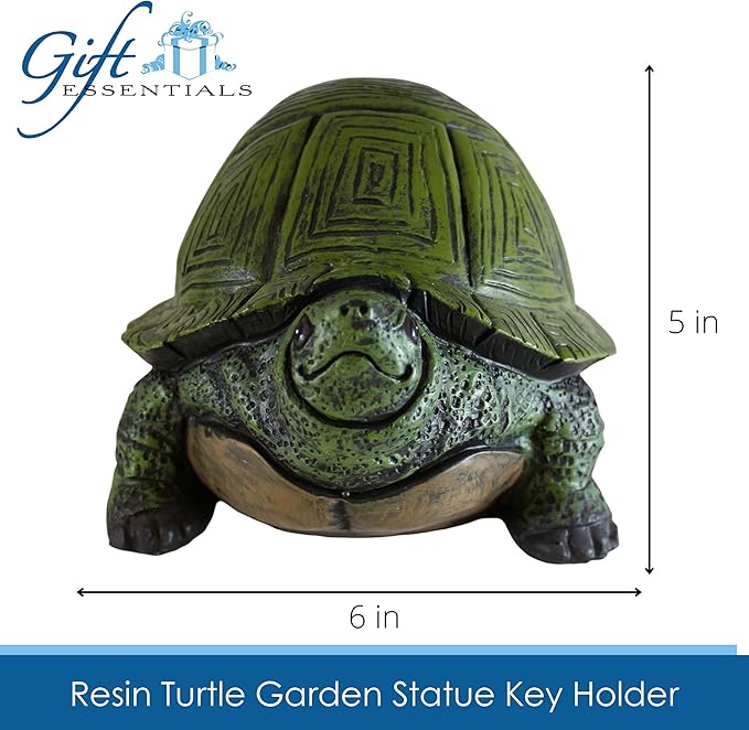 Stocky Turtle Garden and Patio Decor and Key Hider - Holds 2 Hidden Keys Outside, Secret Hidden Door Underneath