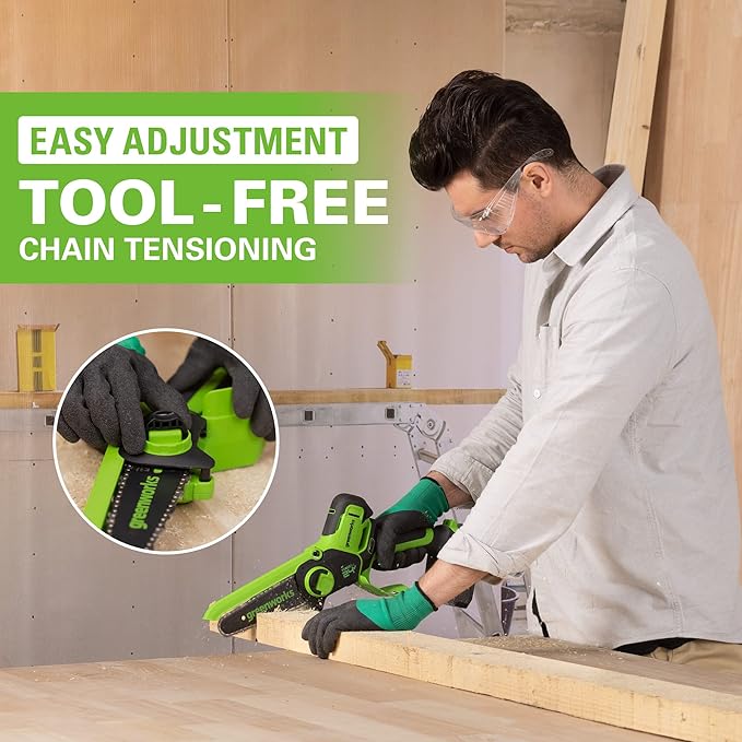 Greenworks 24V 6” Mini Chainsaw Cordless, Handheld Electric Power Chain Saw Tool Only, for Tree Trimming Wood Cutting, Best Gifts for Father, Dad, Husband, Men