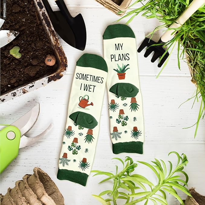 Gardening Gifts for Women - Funny Socks for Plant Lovers, Unique Blue Presents for Christmas Gifts and Birthday