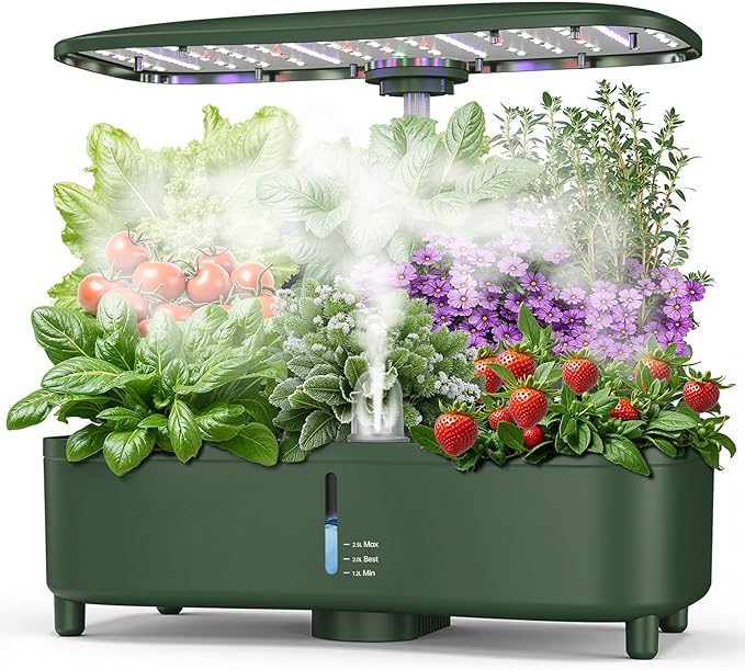 Hydroponics Growing System Kit Indoor: Aeroponics Herb Garden Kit 15 Pods, 3 Grow Modes, 24H Timer Hydroponic Gardening System, Quiet Smart Water Pump Hydroponic Planter For Home Kitchen Office