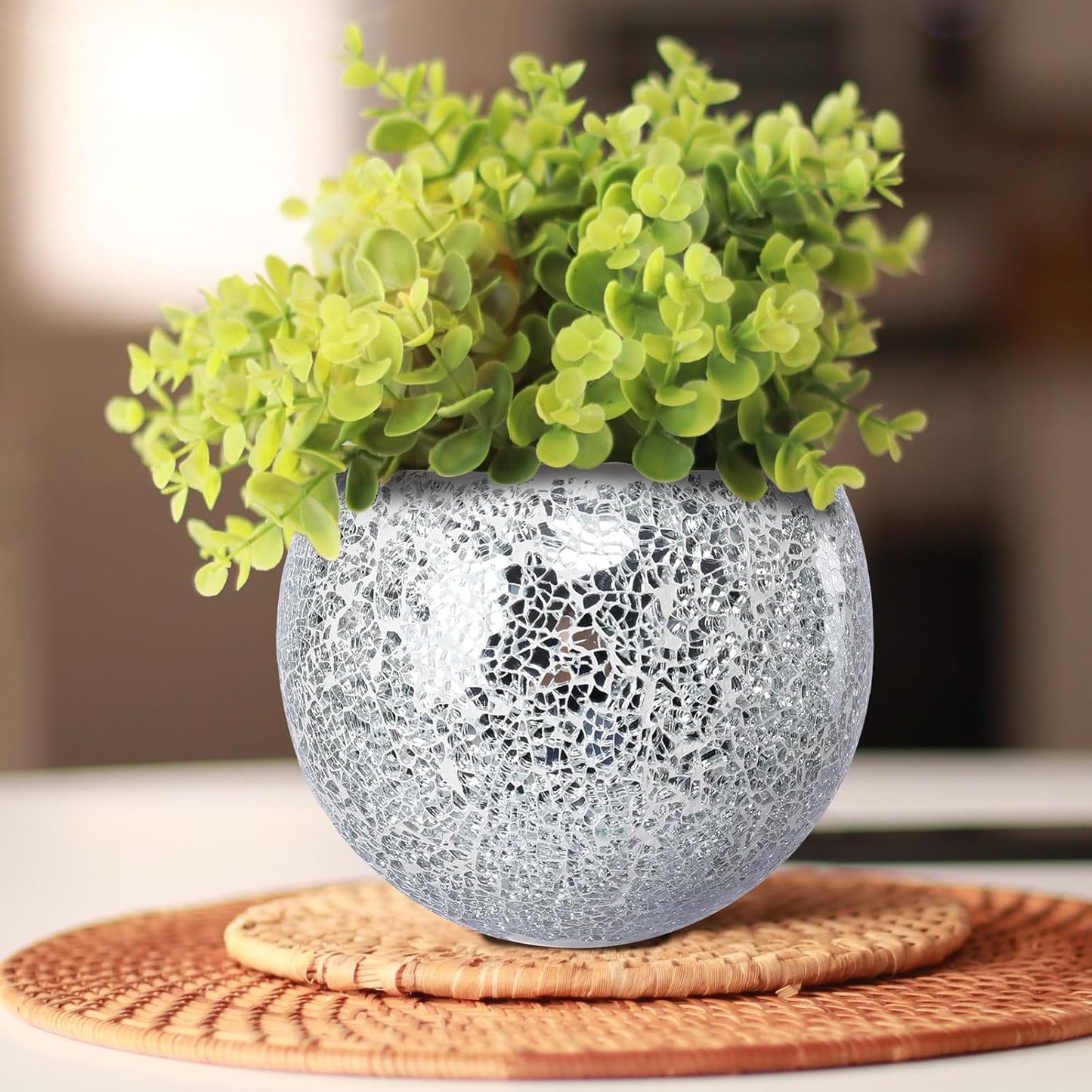 Hanging Planter Mosaic Garden Pot Small Flower Pot for Indoor Plant Disco Ball Hanging Planter with Drainage Sliver