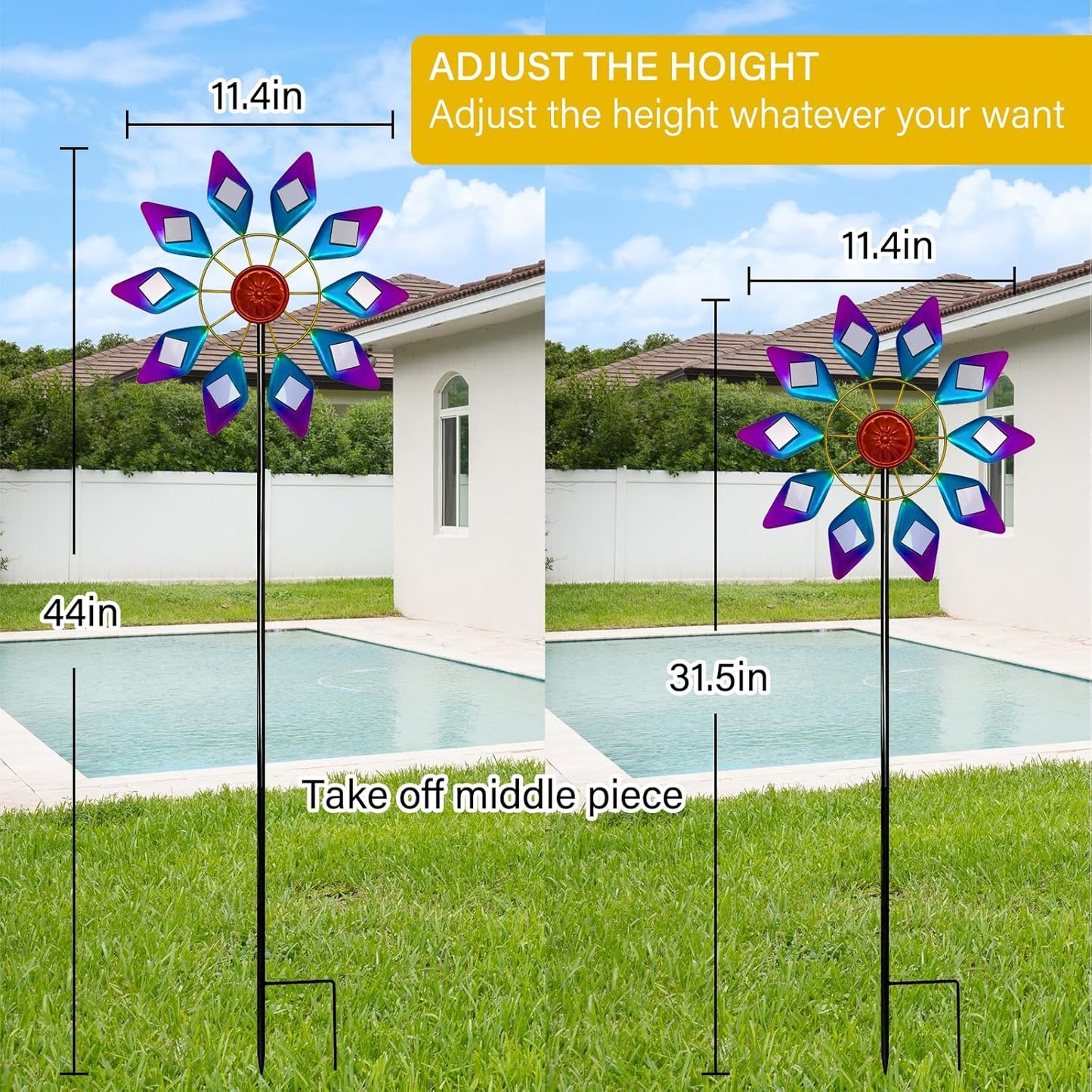 45" Sunglasses Garden Wind Spinners for Yard, Special 9pcs Mirrors Kinetic Wind Spinner Outdoor Decor, Wind Sculpture Yard Art Decorations for Patio, Lawn & Garden
