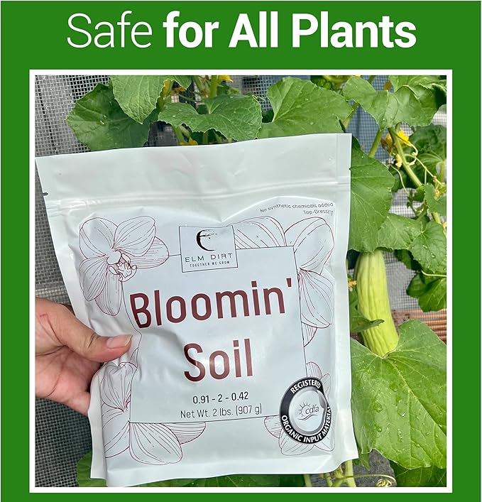 Elm Dirt Premium Bloom Soil - 100% Organic for Outdoor & Indoor Plants | Enhancer for Plant Growth & Healthy Nutrients - Big Bloom Activator, 4 lbs