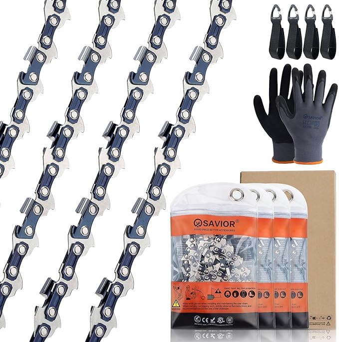 Savior 8 Inch Pole Saw Chain 3/8" LP Pitch .043" Gauge 34 Drive Links Fits DeWalt DCPS620B DCPS620M1 DCCS623B DCCS623L1, Craftsman CMCCSP20, 79240 - DWO1DT608, R34(4 Chains)