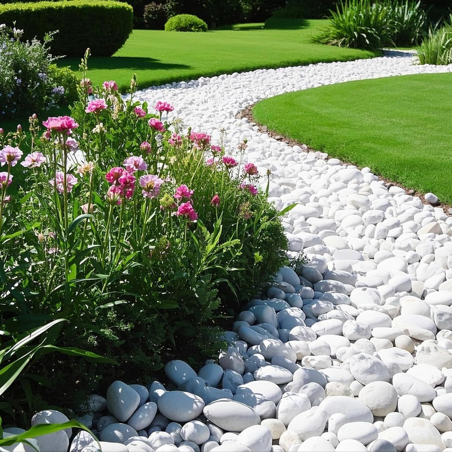 River Rocks, 20lbs White Pebbles for Indoor Plants, 1-2 Inch Aquarium Rocks, Natural Stones for Landscaping Garden Paving Plant Rocks Crafting Walkways