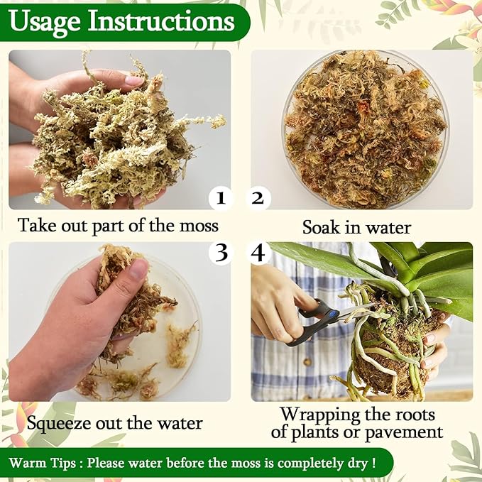 Legigo 2.2lb Natural Sphagnum Moss for Plants, 40QT Long Fiber Orchid Moss Potting Mix, Dried Sphagnum Moss for Plants Indoor, Orchid Repotting, Succulent, Carnivorous Plants, Terrarium and Reptiles