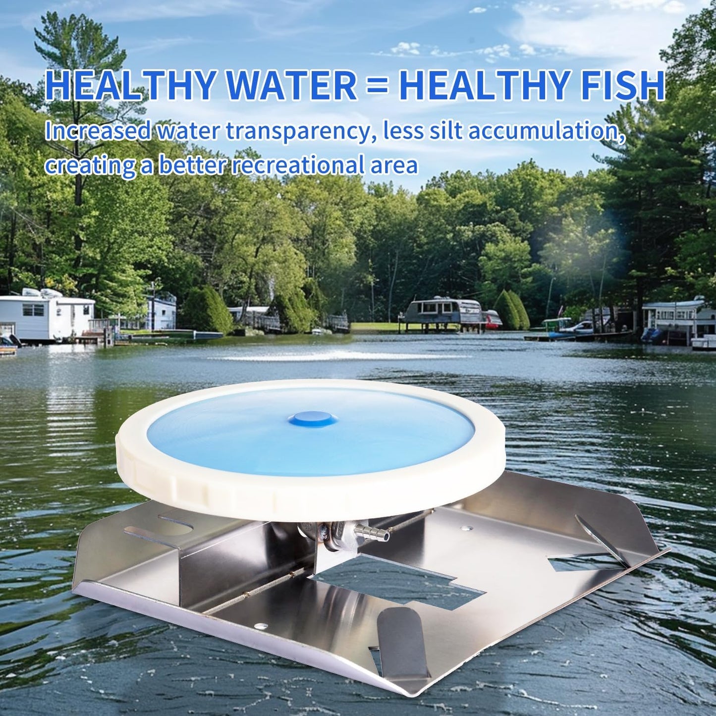 Pond & Lake Aeration Accessories, Stainless Steel Chassis, Silicone Membrane Diffuser 1Pcs