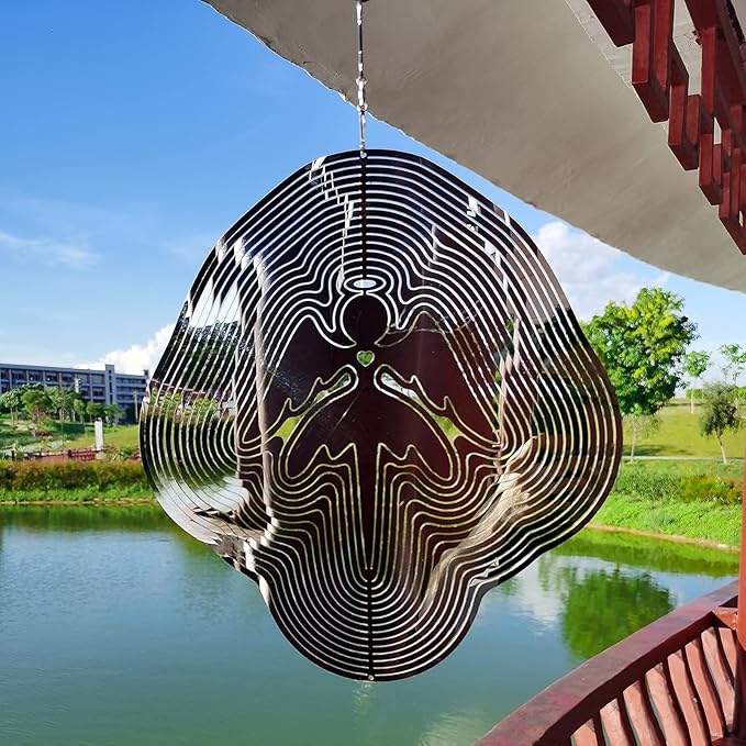 DJUAN Reflective Angel Wind Spinners Outdoor Garden Decor,Sparkly Angel Ornaments Bird Devices Deterrent to Scare Birds Away from Yard Patio Farm,Cherub Decor Metal Wind Spinners Gifts for Mom, Women