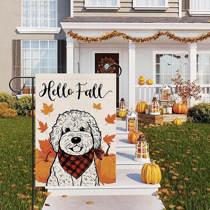 Seasonal Garden Flags Golden Doodle Double Sided Flags Set of 11 Holiday Farmhouse Indoor Outdoor Yard Lawn Christmas Gifts Decorations 12.5x18 Inch