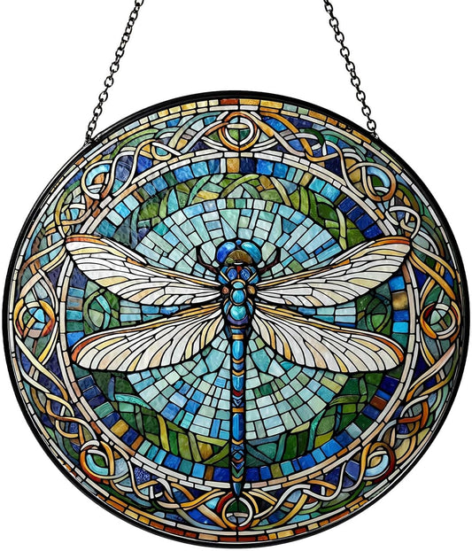 Dragonfly Stained Glass Window Hanging Sun Catcher Dragonfly Gifts for Women Wall Decor Handmade Sun Catcher Decoration for Garden Home Housewarming Gifts