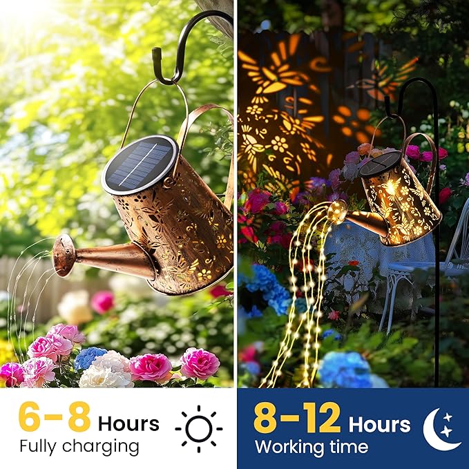 Solar Lights Outdoor Garden Decor, Large Lanterns Watering Can Lights Gardening Gifts for Mom Women Grandma Birthday, Hanging Lights Outdoor Decoration for Yard Porch Patio Backyard