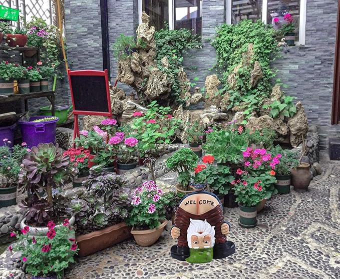 Garden Gnome Statue, Garden Decor,Gnomes Decorations for Yard, Funny Garden Bird Welcome Figurines for Outdoor Patio, Lawn, Yard Art Decoration ，Christmas Garden Gifts (Green)