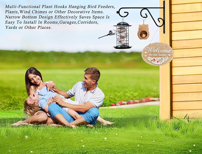 Hanging Basket Hooks 2Pcs Plant Hook,Hanging Plant Hanger Outdoor 9in Metal Plant Bracket for Hanging Flower Baskets,Planters,Lanterns,Wind Chimes