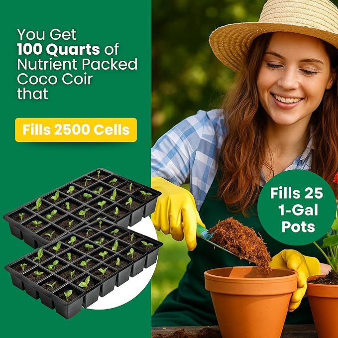 Gro-Med Coco Coir Bricks – 10 Pack (650g Each) | Expands to 100 Quarts | NPK Enriched, OMRI Listed | Organic Coconut Fiber for Indoor & Outdoor Gardening, Potting Soil & Mix