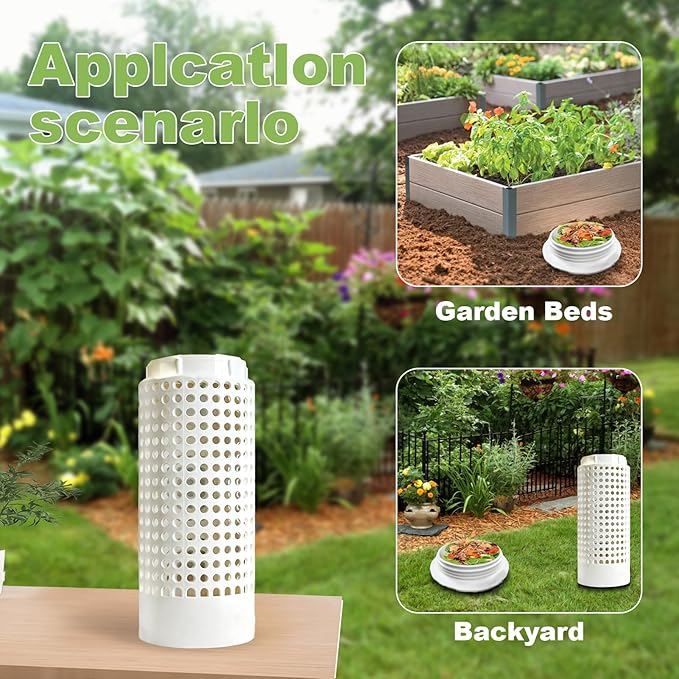 In-Ground Worm Farm Compost Bin with Holes and lid, mini Garden vermicomposting bin for composting Kitchen Food Waste, Suitable for Gardening and Vegetable Patches