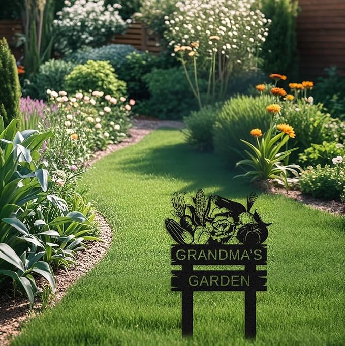 Personalized Garden Sign with Stake,Custom Vegetable Garden Name Sign,Outdoor Yard Backyard Patio Decor,Gardening Decor Gifts for Gardeners style 17
