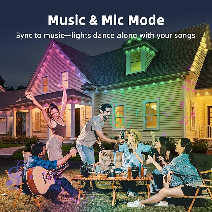 50FT Permanent Outdoor Lights, RGB LED Eaves Lights with App/Remote Control,Waterproof Smart String Light for Christmas and All Holiday Decor,Daily and Party Lighting,House Roof and Garden Lighting