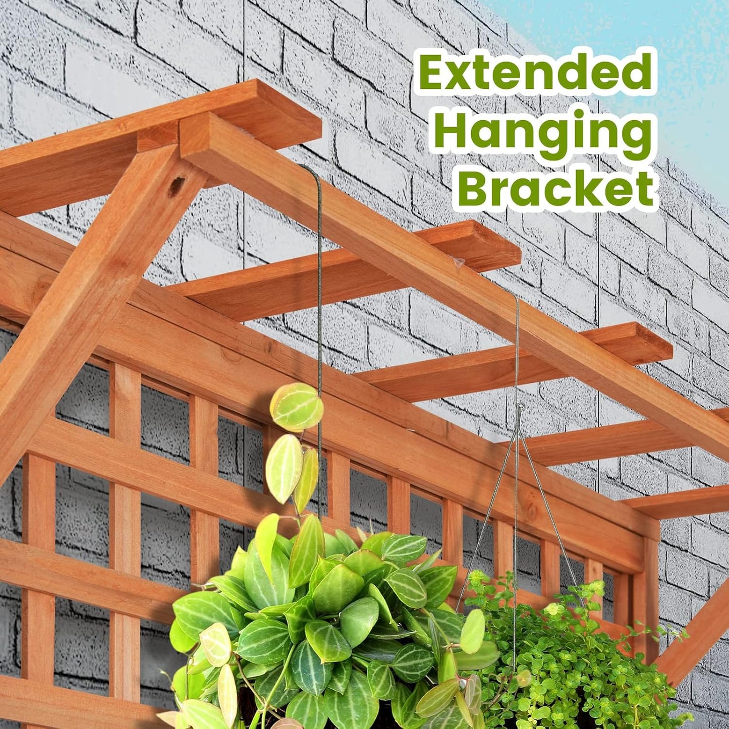 HAPPYGRILL Raised Garden Bed with Trellis, 72.5" Planter Raised Bed with Drainage Holes, Freestanding Garden Box for Vine Climbing Plants, Wooden Planter Box for Yard Balcony (2, Orange)