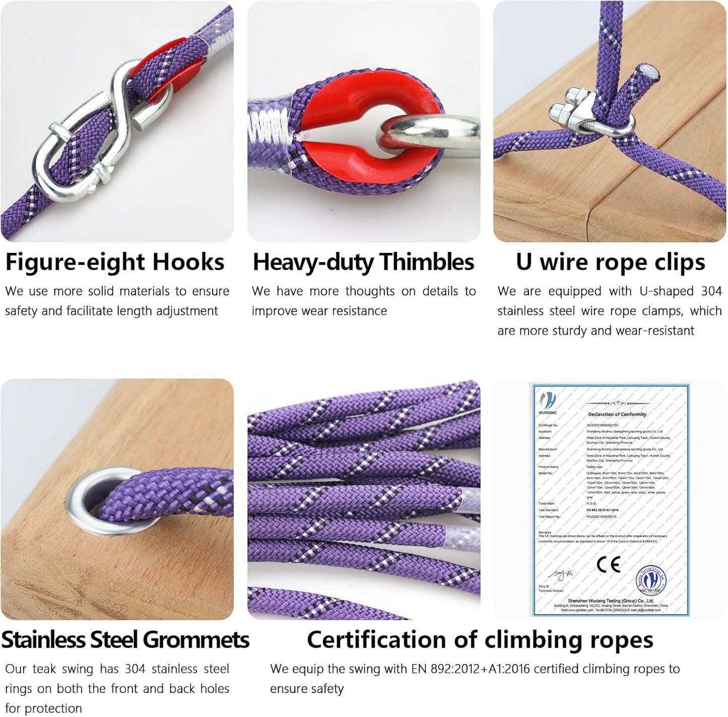 Teak Wooden Swing, Outdoor Wood Tree Swing Seat for Kids or Adults for Backyard Columpio, Height Adjustable (20.5x7.5inch)