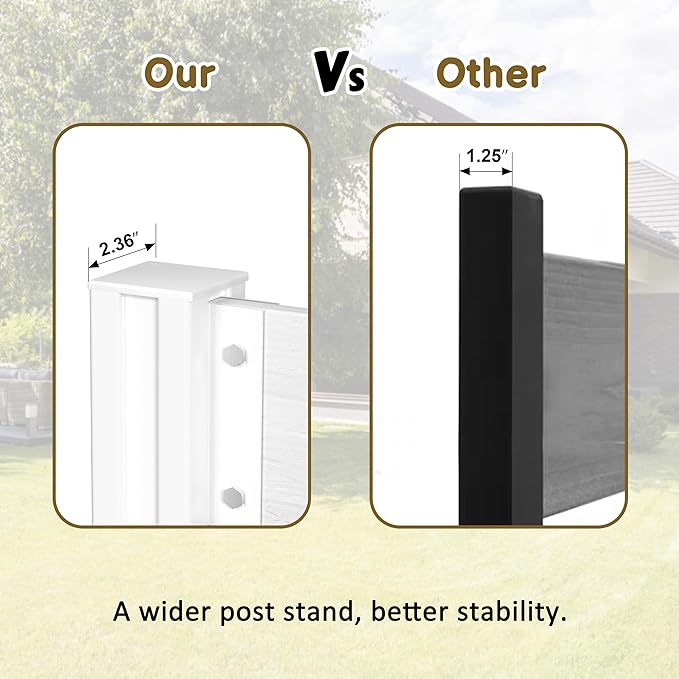 MUPATER 60"×78" No-Dig Privacy Screen, Sturdy Outdoor Screen for Hard Ground & Soil, Flexible Installation, Sturdy Aluminum Column, Decorative Fence Panel, Air Conditioner Shield, White (2 Panels)