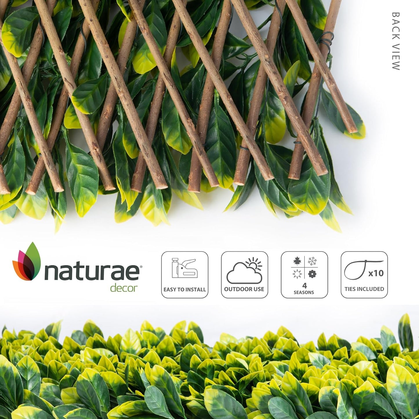 Expandable Willow Trellis - Outdoor Privacy Screen - Sturdy and Flexible - Realistic Look - 40 in x 80 in - Laurel Leaves