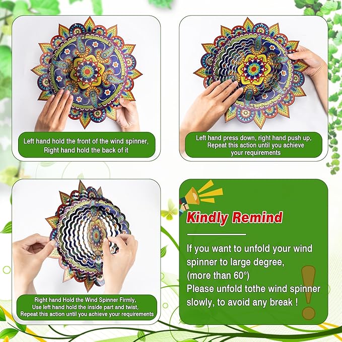 Mandala Wind Spinners, 3D Metal Wind Spinners Outdoor for Yard and Garden,12inch Stainless Steel Hanging Wind Spinners, Kinetic Yard Art Garden Decor Ornament Gifts