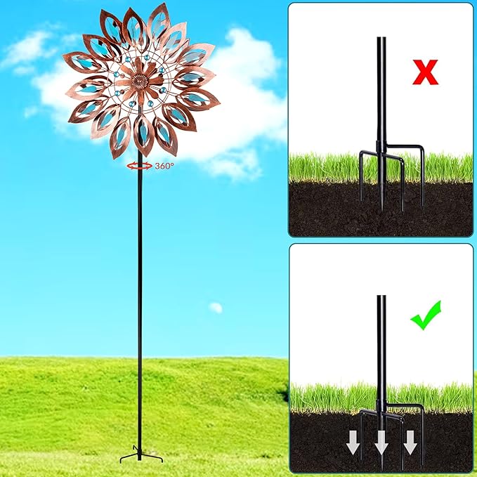 Wind Spinners for Outdoor Yard Decor, 360 Degrees Swivel Large Outdoor Metal Wind Spinner, 76" Wind Sculptures Garden Decor for Patio Lawn Yard
