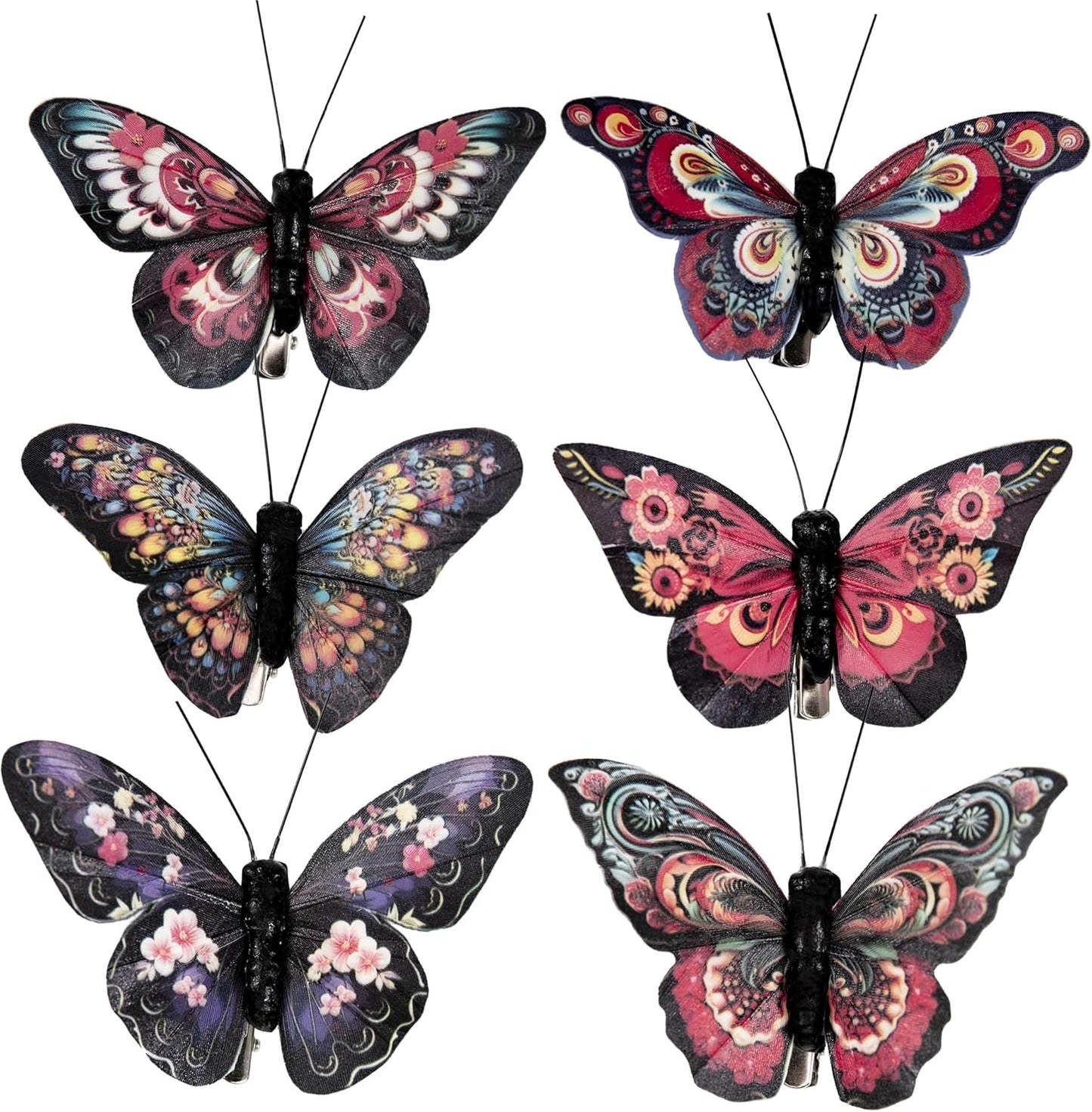 Cartanfill-Artificial Butterfly Decorations Set, 12 Pieces, 6 Colors, Clip for Home, Wedding, Party Decor