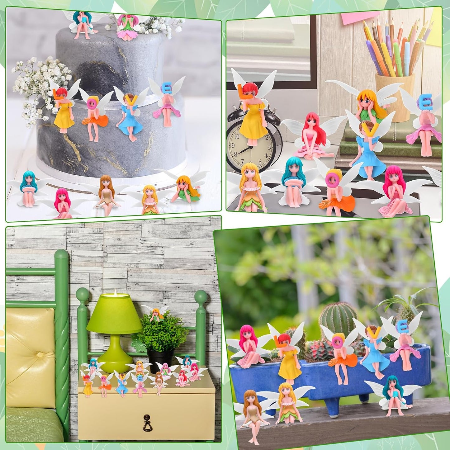 12 Pcs Miniature Fairy Figurines, Hand-Painted Small Flower Fairies with Wings for Garden Decor, Cake Topper & Landscapes