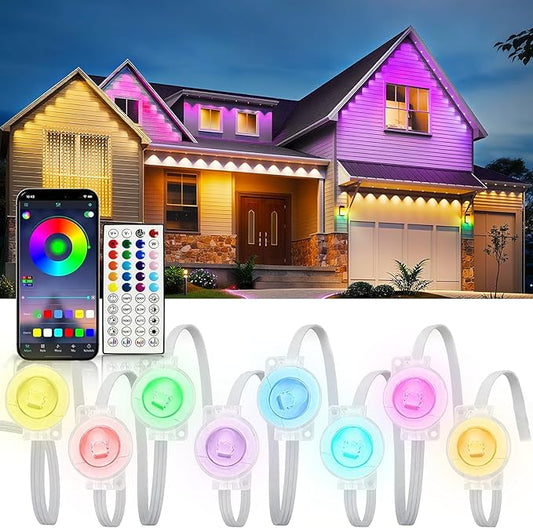 Permanent Outdoor Lights, 100FT RGB IP67 Waterproof Eaves Lighting, Smart LED Outside House Lights with App/Remote Control for Halloween, Christmas Decor, Holiday, Party, Daily, All Year-Round