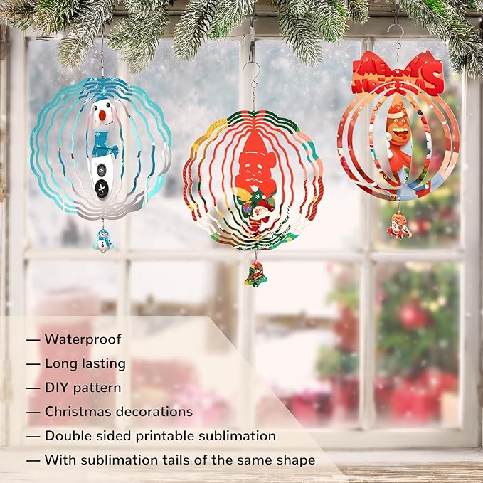 Sublimation Wind Spinner Blanks, 10 Pack 10 Inch 3D Aluminum Metal Hanging Wind Spinner Bulk for Garden Yard Outdoor, Window Porch Decoration for Heat Press Transfer DIY (6. Fish-10pcs)