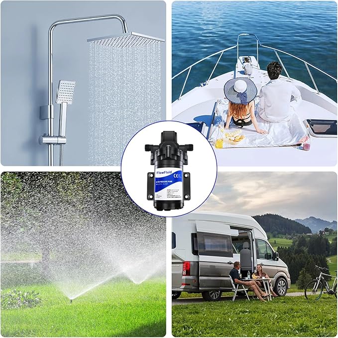 12V DC Water Pressure Booster Diaphragm Pump for RV,45PSI 4GPM Washdown Fresh Self Priming Electric Pump for Boats with Filter, Transfer On Demand Pump for Marine Yacht Caravan Garden Hose