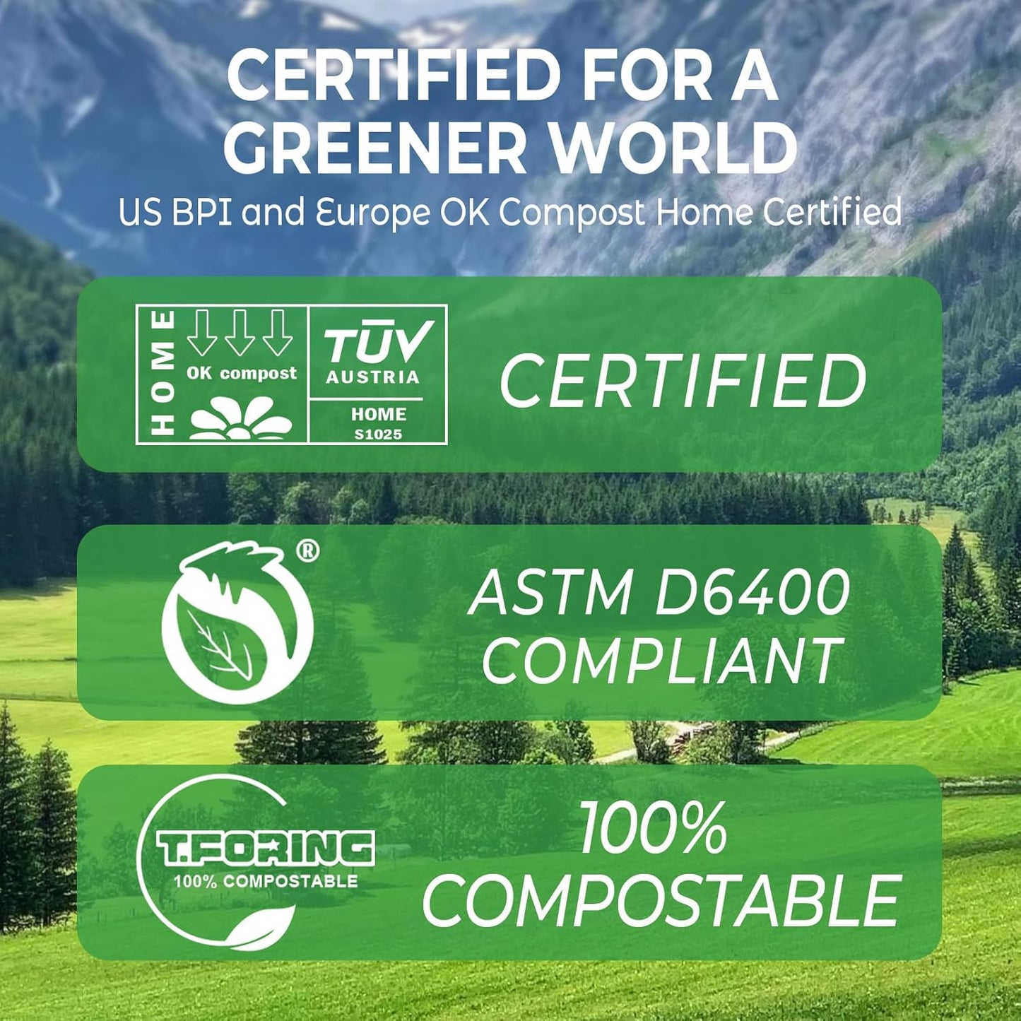 1.2 Gallon Compost Bags, 4.5 Liter, 0.8 Mil,80 Count Compostable Trash Bags, Small Kitchen Food Scrap Waste Bags, ASTM D6400, US BPI, CMA and Europe OK compost HOME Certified