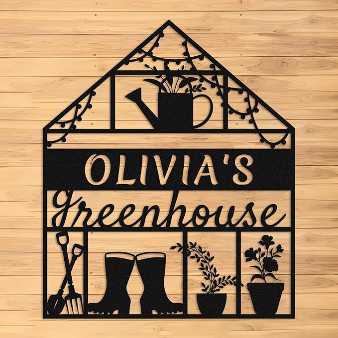 Personalized Greenhouse Metal Wall Art,Custom Garden Name Sign,Greenhouse Decor,Indoor Outdoor Metal Garden Plaque,Backyard Yard Patio Decor,Gifts for Gardeners style 16
