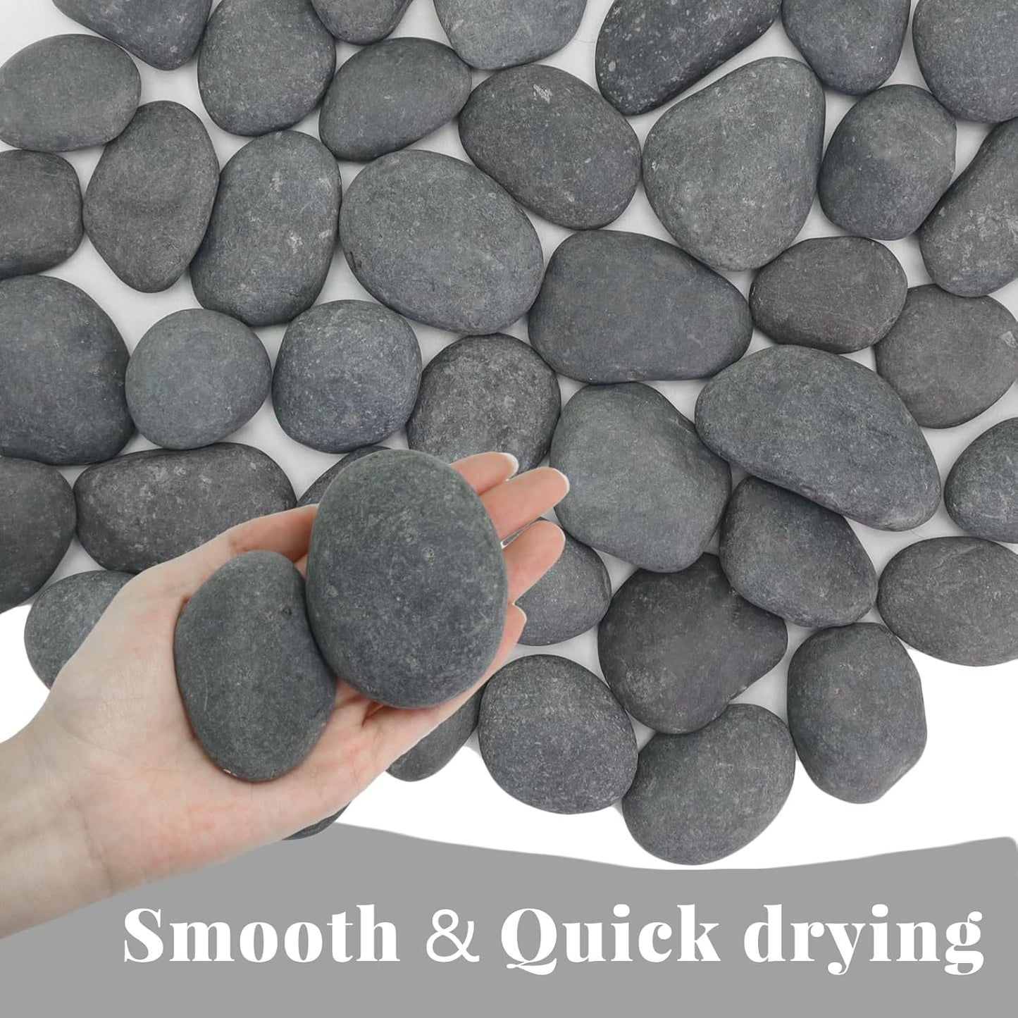 20LB Black Stones Pebbles River Rocks, Natural Beach Pebbles, Garden Decorative Stones-1-2 Large Plant Rocks,Ideal for Aquarium, Home Decor