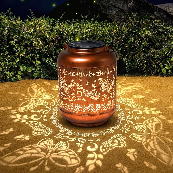 Christmas Gifts for Women Butterfly Solar Lanterns Outdoor Waterproof Metal Hanging Solar Lights for Yard Garden Decor Butterfly Birthday Thanksgiving Gardening Gifts for Mom Grandma