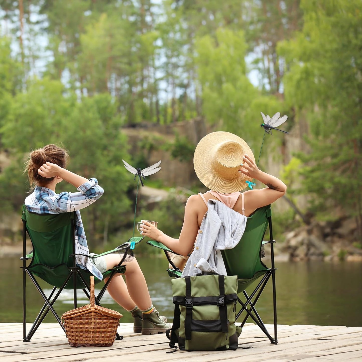 Dragonfly Clips Black Dragon Fly Hat Clip Artificial Realistic 3D Dragonflies Garden Stakes Decor for Indoor Outdoor (3 Pcs)