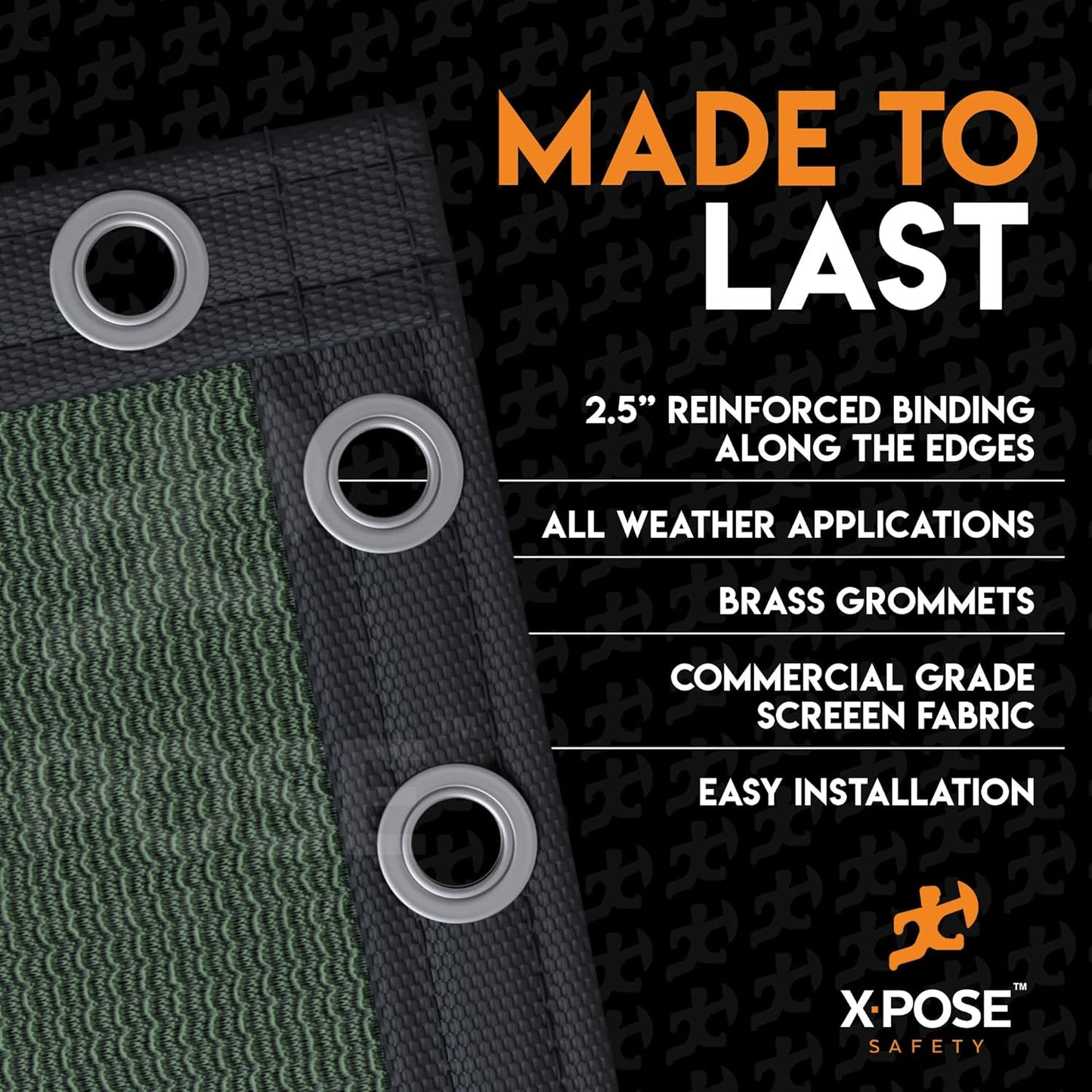 Xpose Safety Privacy Fence Screen 5’ x 50’ – Heavy Duty Green Mesh with 90% Visibility Block, UV Protection – for Garden, Yard, Nursery, Kennel, Dog Run, Greenhouse