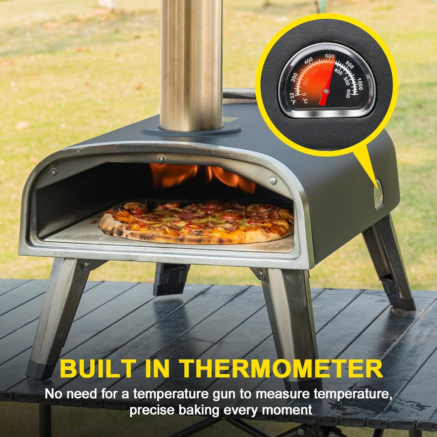 Pizza Oven Outdoor 12" Wood Fired Pizza Ovens Pellet Pizza Stove for outside, Portable Stainless Steel Pizza Oven for Backyard Pizza Oven