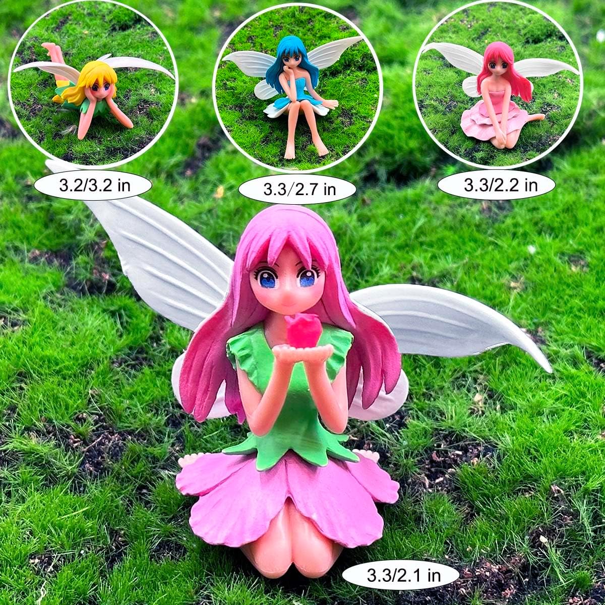 Miniature Fairy Figurines - 4Pcs Small Flower Fairies Ornaments Resin Mini Fairy Figurines Tiny Elf for DIY Fairy Garden Flower Pot Bonsai Micro Landscapes Craft Decoration Accessories (purple)