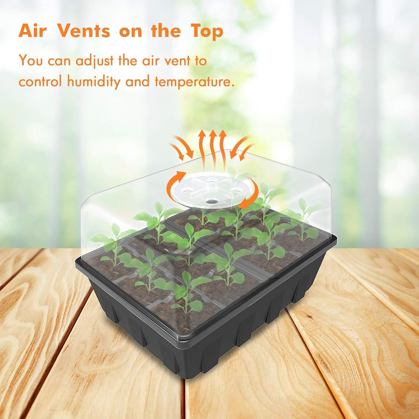 Gardzen 20 Pack Seed Starting Tray, Plant Germination Trays, Seed Starter Kit with Adjustable Humidity Vented Dome, Plant Growing Kit 6.6" x 4.5", Total 240-Cell, Black