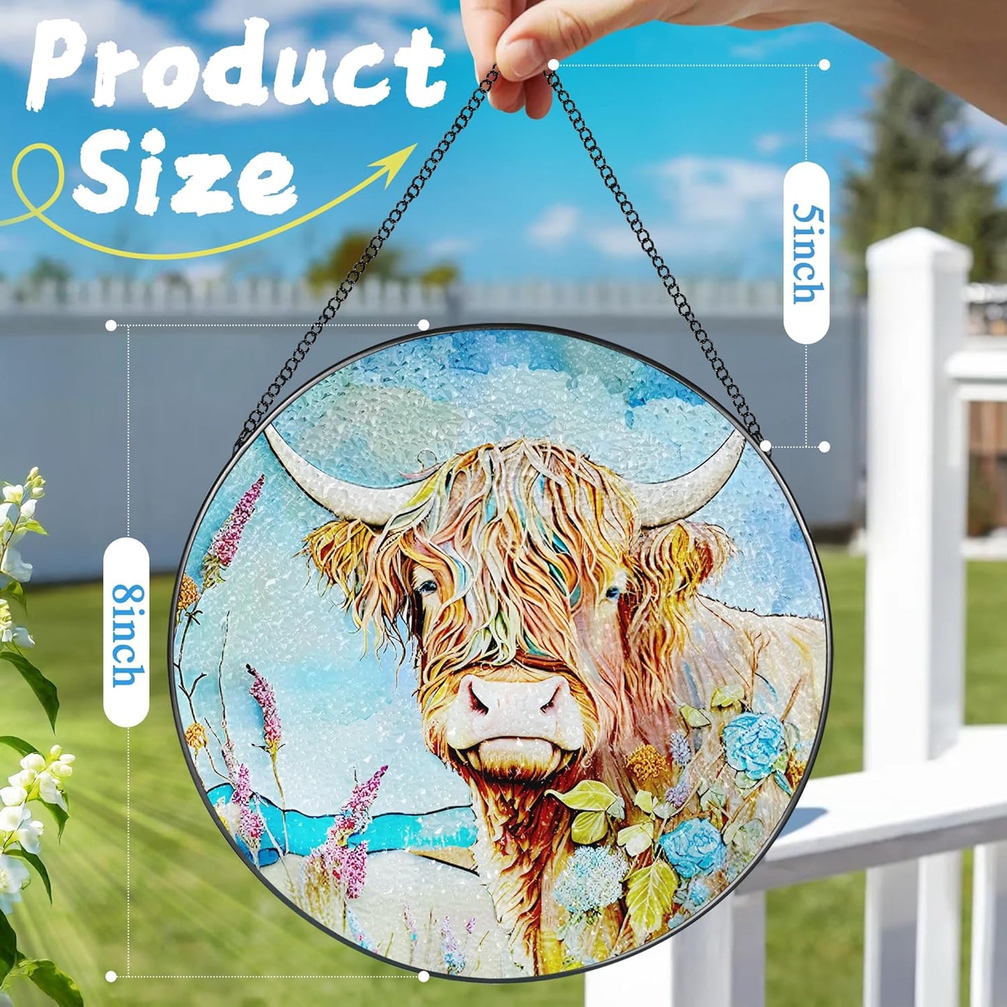 Stained Glass Window Hanging, Stained Glass Suncatcher, Cow Sun Catcher, Window Hanging Decor, Cow Gift, Gifts for Mothers Day or Fathers Day, Christmas or Birthday Gift, Gifts for Her Him