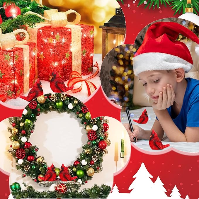 Roowest 36 Pcs Memorial Cardinal Gift Set Include Mini Red Cardinal Bird Statue Figures and Red Feathered Cards and Bags for Sympathy Memorial Gift