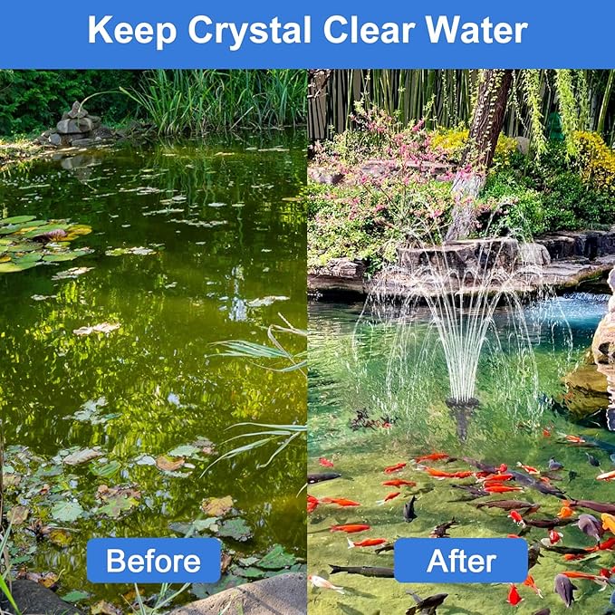 Pond Filter with Pump Kits, 800GPH Pond Filter with 60W Pond Pump & Fountain Kit, Pond Filter Suitable for Outdoor Ponds Clean, Garden, Fountain(Corded Electric)