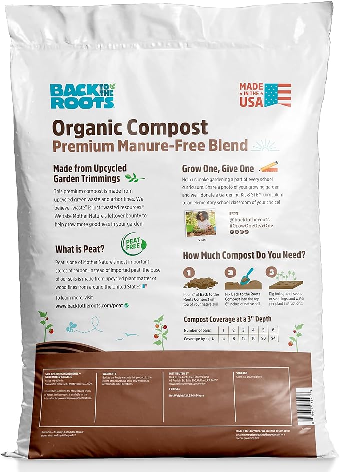 Back to the Roots 25.7qt (1 Cubic ft) Organic Premium Compost