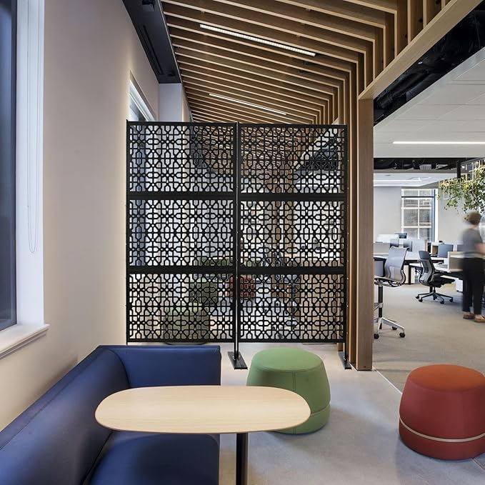 6.5FT Outdoor Metal Privacy Screen, Outdoor Privacy Panels, Freestanding Privacys Fence with Sturdy Stands, Durable Steel for Patio for Courtyard, Balcony, Garden and Other Indoor Places